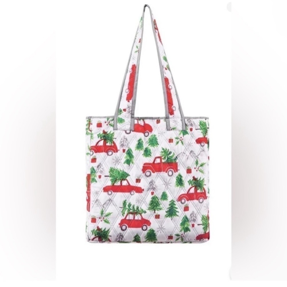 Martha Stewart King Reversible Christmas Truck Quilt w/tote+ shams NEW